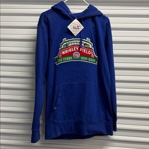 Men's Wrigley Field Chicago Cubs Stadium "100 Years" Baseball Hoodie Size L